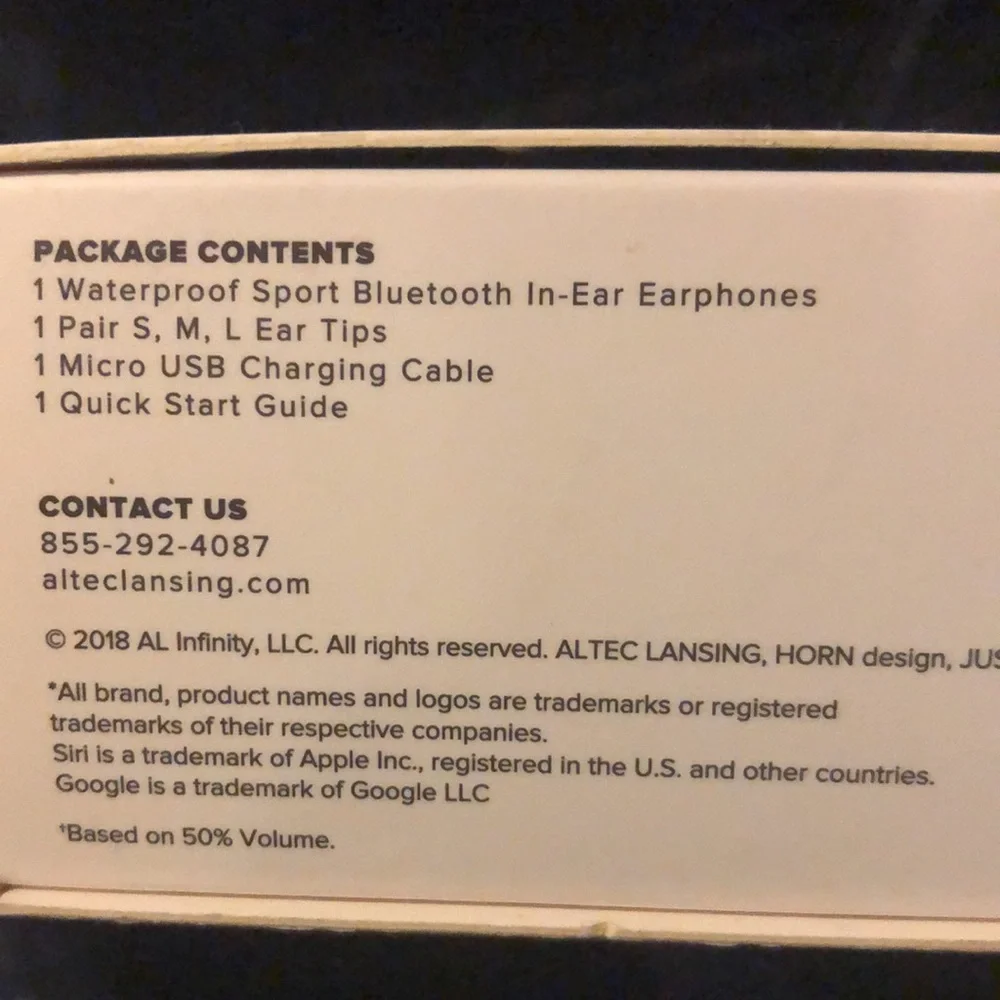 Earphones: NIB Altec Lansing Waterproof Sport Bluetooth In-Ear Earphones